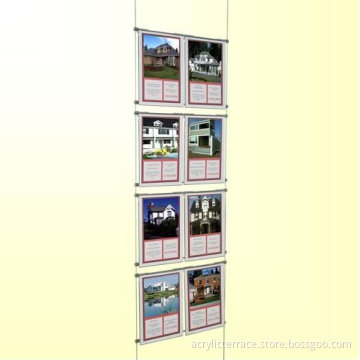 ceiling-hang Acrylic Poster Display with 8 sections